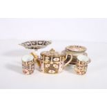 A 19TH CENTURY ROYAL CROWN DERBY TWENTY PIECE TEA SET comprising comport four cups six saucers