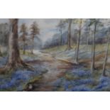 L ALLINGHAM WOODED LANDSCAPE WITH RABBITS ON A PATH A watercolour Signed lower right 14cm x 23cm