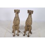 A PAIR OF COMPOSITION AND POLYCHROME FIGURES each modelled as a hound shown seated 88cm (h)