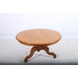 A MAHOGANY COFFEE TABLE the circular moulded top above a turned column on splayed legs 56cm (h) x