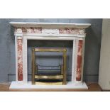 A VERY FINE IMPRESSIVE WHITE STATUARY AND ROUGE VEINED MARBLE CHIMNEY PIECE the rectangular