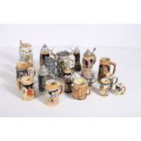 A COLLECTION OF NINETEEN VARIOUS STEINS AND JUGS to include some German examples