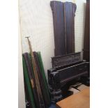 A BURROUGHES AND WATTS 19TH CENTURY MAHOGANY PART SNOOKER TABLE comprising base side rails cushions