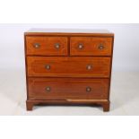 A 19TH CENTURY SHERATON DESIGN MAHOGANY AND SATINWOOD INLAID CHEST of rectangular outline the