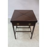 A 19th CENTURY MAHOGANY ENVELOPE CARD TABLE,