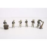 A SIX PIECE BRONZE AND POLYCHROME MONKEY BAND