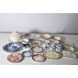 A MISCELLANEOUS COLLECTION OF CHINA to include a pair of blue and white dishes a white terrine and
