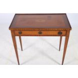 A 19TH CENTURY SATINWOOD AND ROSEWOOD CROSS BANDED SIDE TABLE of rectangular outline with moulded