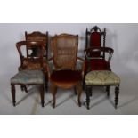 A COLLECTION OF FIVE CHAIRS to include four 19th Century examples and a gothic design chair with