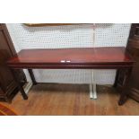 AN GOOD ORIENTAL ROSEWOOD SIDE TABLE of rectangular outline with shaped frieze on square moulded