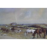 AFTER LIONEL EDWARDS DARTMOOR PONIES A colour print 17cm x 21cm