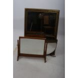 A MISCELLANEOUS COLLECTION to include a gilt frame mirror and oak crutch frame mirror and an