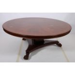 A FIGURED MAHOGANY KINGWOOD AND ROSEWOOD CROSS BANDED POD TABLE the circular top with reeded rim