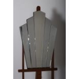 AN ART DECO DESIGN BEVELLED GLASS FIVE SECTIONAL MIRROR of rectangular shaped outline 90cm x 60cm
