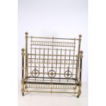 A VERY FINE 19TH CENTURY BRASS BED the headboard with cylindrical barring joined by baluster