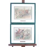 AFTER HARRY ELLIOT HUNTING SCENES CARICATURES Colour prints A set of four One water damaged 39cm