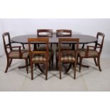 ELEVEN PIECE MAHOGANY DINING SUITE comprising ten chairs each with a curved top rail and splat with