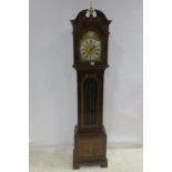 A FINE 19TH CENTURY MAHOGANY AND SATINWOOD INLAID LONG CASE CLOCK the architectural hood above a