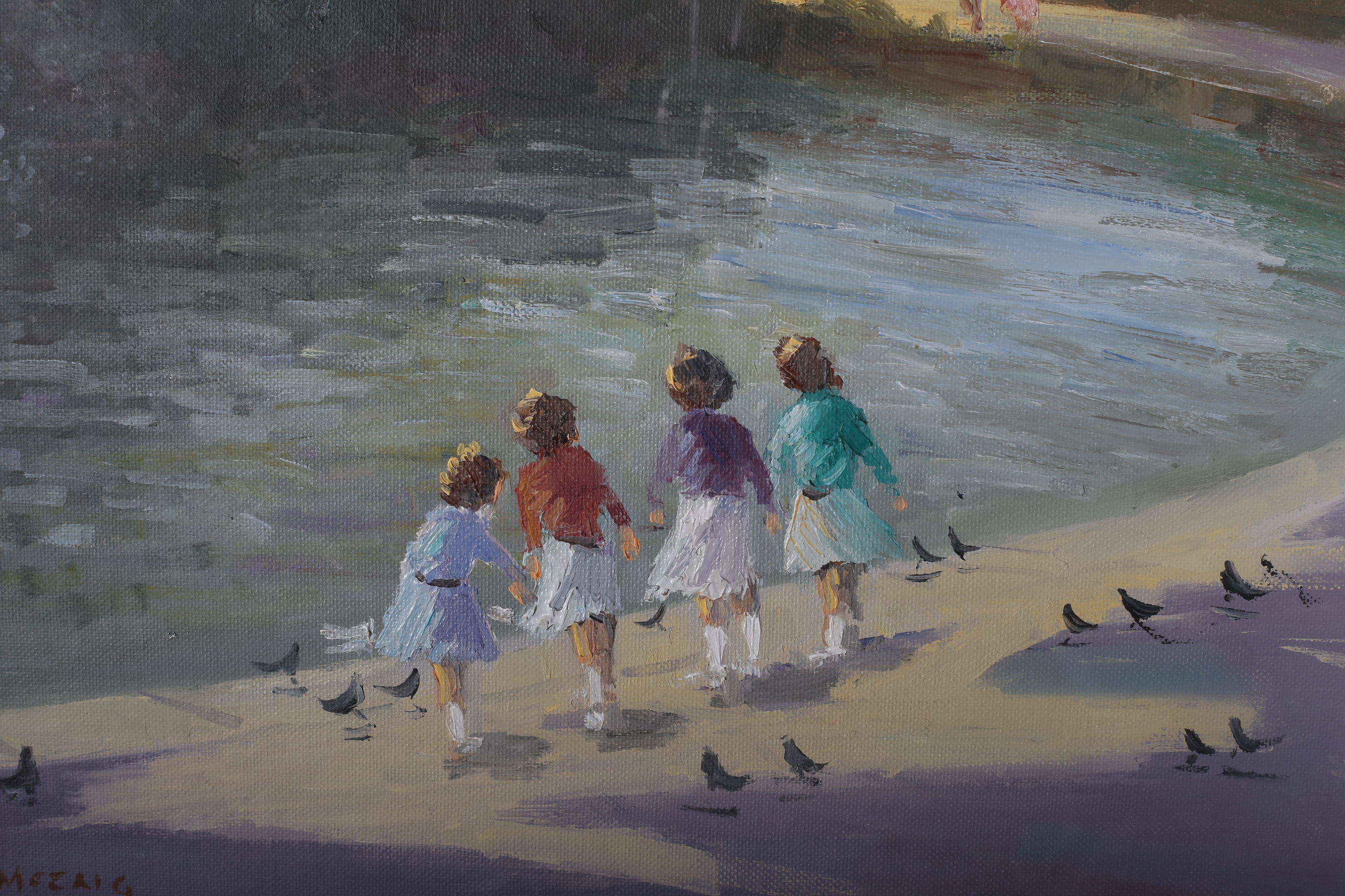 NORMAN J MCCAIG (1929 - 2001) FEEDING THE DUCKS ST.