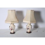 A PAIR OF MASONS IRONSTONE TABLE LAMPS each of baluster form on hardwood bases with shades 65cm (h)