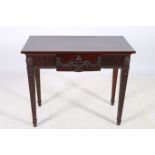 A FINE HEPPLEWHITE DESIGN MAHOGANY SIDE TABLE of rectangular outline the shaped top with fluted