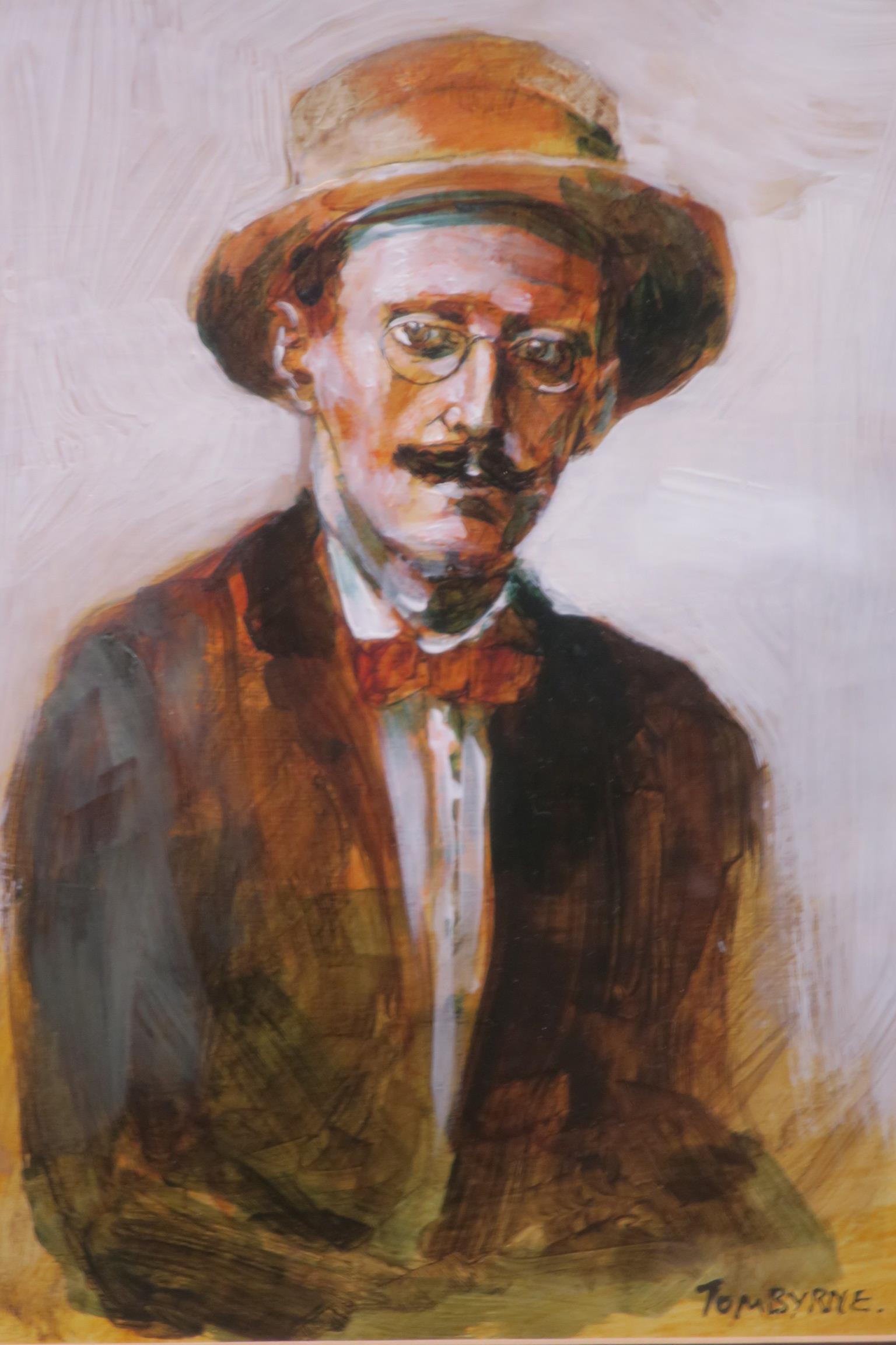 TOM BYRNE JAMES JOYCE Mixed Media on board Signed lower right 34cm x 24cm