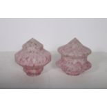 A PAIR OF RETRO PINK MOTTLED GLASS CEILING SHADES