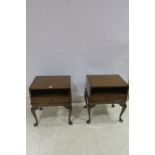 A PAIR OF GEORGIAN DESIGN MAHOGANY PEDESTALS each of rectangular outline with open compartment and