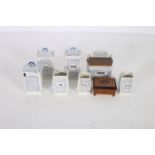 SEVEN BLUE AND WHITE CONTINENTAL PORCELAIN SPICE JARS together with a jewelry casket (8)