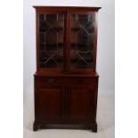 A 19TH CENTURY MAHOGANY LIBRARY BOOKCASE the moulded cornice above a pair of astragal glazed doors