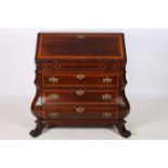 A VERY FINE 19TH CENTURY MAHOGANY AND SATINWOOD CROSS BANDED BUREAU BY EDWARDS AND ROBERTS the