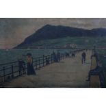 W G R (POSSIBLY WILLIAM GEORGE ROBB) BRITISH 1872 - 1940 PROMENADE WITH FIGURES Oil on