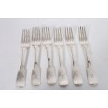 SIX GEORGIAN IRISH SILVER FORKS DUBLIN 1819 Maker Samuel Neville and William Cummins