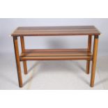 A ROSEWOOD SATINWOOD AND COROMANDEL WOOD CONSOLE TABLE of rectangular outline with brass banding