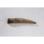 A SIMULATED SCRIMSHAW INSCRIBED THE SHIP REGULUS CAPTAIN JAMES HOOD 37cm (l)