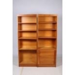 TWO PINE OPEN FRONT BOOKSHELVES one containing a cupboard 180cm (h) x 65cm (w) x 33cm (d)