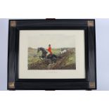 A SET OF SIX COLOURED HUNTING PRINTS in ebonised and gilt frames 29cm x 39cm