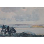 BRIDGET GANLEY RHA MOUNTAIN LAKE SCENE A watercolour Monogrammed lower right Inscribed verso 22cm