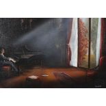 TONY MCGRATH NOCTURNE LISZT PLAYS CHOPIN Oil on canvas Signed lower right 62cm x 68cm