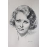 SEAN O'SULLIVAN FEMALE PORTRAIT Charcoal drawing Signed lower right 40cm x 30cm