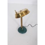 A CIRCA 1950s ITALIAN TABLE LAMP with fluted stem and green lacquered base in original condition