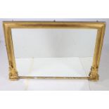 A 19TH CENTURY GILTWOOD AND GESSO OVERMANTEL MIRROR the rectangular plate within a moulded frame