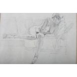 JOHN BROBBEL RBA RECLINING NUDE FEMALE Pencil drawing Signed lower right 29cm x 35cm