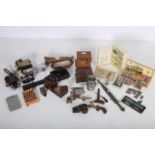 A MISCELLANEOUS COLLECTION to include a copper and brass hunting horn cameras projector miniature