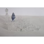 A COLLECTION OF GLASS WARE to include a Waterford cut glass decanter a collection of Waterford cut