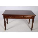 A REGENCY DESIGN MAHOGANY SIDE TABLE of rectangular outline the shaped top with three frieze