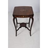 A GOOD 19TH CENTURY ROSEWOOD AND PARQUETRY DROP LEAF OCCASIONAL TABLE the oval hinged top raised on