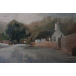 FRAZER PRICE VILLAGE SCENE Oil on board Signed lower right dated '75 34cm x 43cm