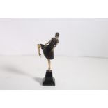 AFTER JOSEF LORENZI AN ART DECO DESIGN BRONZE FIGURE modelled as a female dancer shown standing on