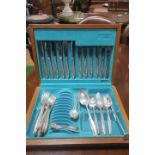 A FIFTY EIGHT PIECE FLEXFIT PLATED PART CANTEEN OF CUTLERY IN CASE